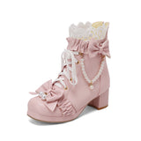 Uniwim Christmas Gifts Sweet Bow Beaded Women's Boots