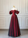 Uniwim Wine Red Off Shoulder Long Formal Dress, Sweetheart Wine Red Formal Dress