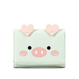 Uniwim Christmas Gifts Women Short Three-Fold Cartoon Pig Wallet