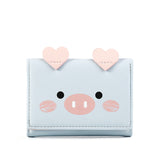 Uniwim Christmas Gifts Women Short Three-Fold Cartoon Pig Wallet