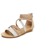 Uniwim Summer beach by the seaside sandals Flat-bottomed Gladiator Wedge Sandals