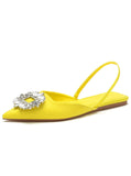 Uniwim Summer beach by the seaside sandals Pointed Flat-bottomed Rhinestone Sandals