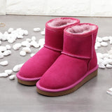 Uniwim Christmas Gifts Women's Snow Short Flat Bottom Fleece-lined Cotton Boots