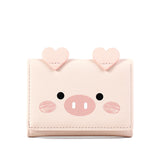 Uniwim Christmas Gifts Women Short Three-Fold Cartoon Pig Wallet