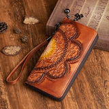 Uniwim Christmas Gifts Women First layer Cowhide Long Wallet