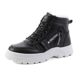 Uniwim Christmas Gifts Fleece Lace-up Boots Winter Warm Short Plush High-top Shoes