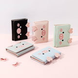 Uniwim Christmas Gifts Women Short Three-Fold Cartoon Pig Wallet