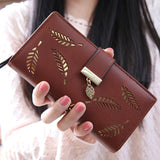 Uniwim Christmas Gifts Women Hallow Feather Long Wallet