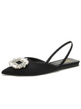 Uniwim Summer beach by the seaside sandals Pointed Flat-bottomed Rhinestone Sandals