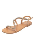 Uniwim Summer beach by the seaside sandals Fashion Retro Diamond Flat-bottomed Roman Sandals