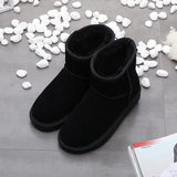 Uniwim Christmas Gifts Women's Snow Short Flat Bottom Fleece-lined Cotton Boots