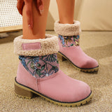 Uniwim Christmas Gifts Flowers Embroidered Snow Boots Ethnic Style Platform Thick Square Heel Mid-tube Boot Winter Warm Cotton Shoes For Women