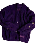 Uniwim Vintage Y2k Star Knitted Cardigans Women Harajuku Embroidered Purple Long Sleeve Cardigans Autumn Casual Sweater Coat