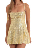 Uniwim Sequin Backless Tie Up Mini Dress