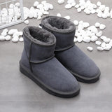 Uniwim Christmas Gifts Women's Snow Short Flat Bottom Fleece-lined Cotton Boots