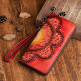 Uniwim Christmas Gifts Women First layer Cowhide Long Wallet