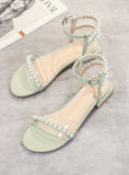 Uniwim Summer beach by the seaside sandals Pearl Flat Bottom Gladiator Sandals