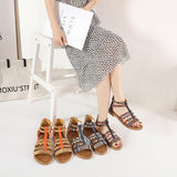 Uniwim Summer beach by the seaside sandals Ethnic Colorful Stitching Roman Flat Sandals