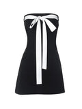 Uniwim Contrast Color Lace Up Strapless Mini Dress