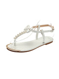 Uniwim Summer beach by the seaside sandals Pearl Bow Round-headed Flat Sandals