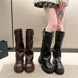 Uniwim Christmas Gifts Western Style Raise The Bottom Brown Boots For Women