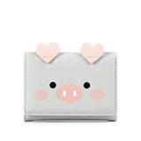 Uniwim Christmas Gifts Women Short Three-Fold Cartoon Pig Wallet