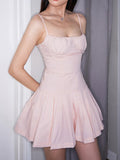 Uniwim Sweet Pink Strap Fold Corset Dress