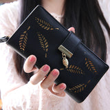 Uniwim Christmas Gifts Women Hallow Feather Long Wallet