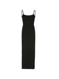 Uniwim Solid Backless Thigh Split Maxi Dress