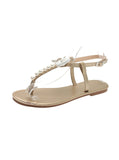 Uniwim Summer beach by the seaside sandals Pearl Bow Round-headed Flat Sandals