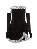 Uniwim Gloves Detail Strapless Black Mini Dress