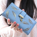 Uniwim Christmas Gifts Women Hallow Feather Long Wallet