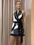 Uniwim Print Halter Belted Short Dress