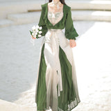 Uniwim Outfit Ideas Bamboo Leaf Flower Hanfu Dress Set