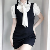 Uniwim Outfit Ideas Bow Shirt Knit Dress Set