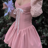 Uniwim Sweet Pink Spaghetti Strap Corset Dress