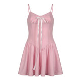 Uniwim Sweet Pink Spaghetti Strap Corset Dress