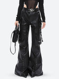 Uniwim Faux Leather Cargo Pants