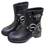 Uniwim Gift Grunge Sleaze Motorcycle Buckle Boots