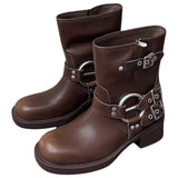 Uniwim Gift Grunge Sleaze Motorcycle Buckle Boots