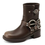 Uniwim Gift Grunge Sleaze Motorcycle Buckle Boots