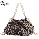 Uniwim Elegant Tiger Pattern/Zebra Pattern/Leopard Pattern Small Shoulder Bags For Women 2021 Sexy Nightclub Handbag Pearl Chain Hobos