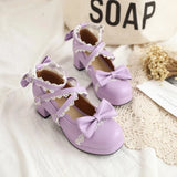 Uniwim Lolita women's shoes bow knot Japanese Lolita shoe cute girl round head middle heel fashion harajuku kawaii shoes