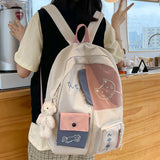 Uniwim Japanese Women Backpack New Kawaii Patchwork Female Large Capacity Waterproof Nylon Shoulder School Bag Preppy Mochila Bolsa