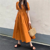 Uniwim Dresses Women Summer New Elegant All-match Simple Vocation Bandage Puff Sleeve French Style Designer Fashion Vintage Popular