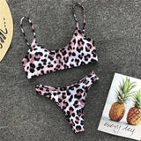 Uniwim Leopard Thong Swimsuit Women Sexy Bikini Set Print Push up Swimwear Female Brazilian Bikini Set Bathing Suit