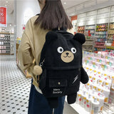 Uniwim Kawaii Corduroy Bear Backpacks for Cute Women Multi-pockets School Bags Large Capacity Backpack Teenage Girls School Bag Female