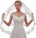 Uniwim New Style Fresh Looking Women's Short 2 Tier Lace Wedding Bridal Veil With Comb