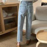 Uniwim Christmas Gift High-rise Straight-leg Jeans Woman Korean Loose Light Color Plus Size Jeans Women Spring New Harajuku Women's Jeans