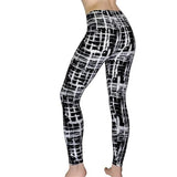 Uniwim Women Black And White Striped Leggings Stretchy Plaid Houndstooth Print Pencil Pants Autumn Push Up Fitness YogaTrousers